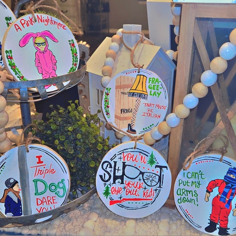 (SOLD)Christmas Story Themed Ornaments Set